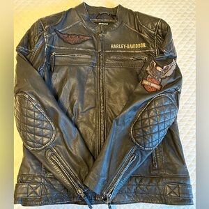 Men’s Harley Davidson Riding Gear Leather Jacket in Black size Large